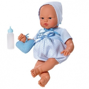 Asi - Кукла-бебе, Коке със синьо костюмче и чантичка, 36 см